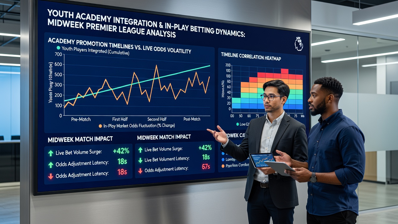 Live betting odds displayed on a screen during a Premier League midweek match